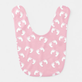 Pink and White Baby Feet Bib