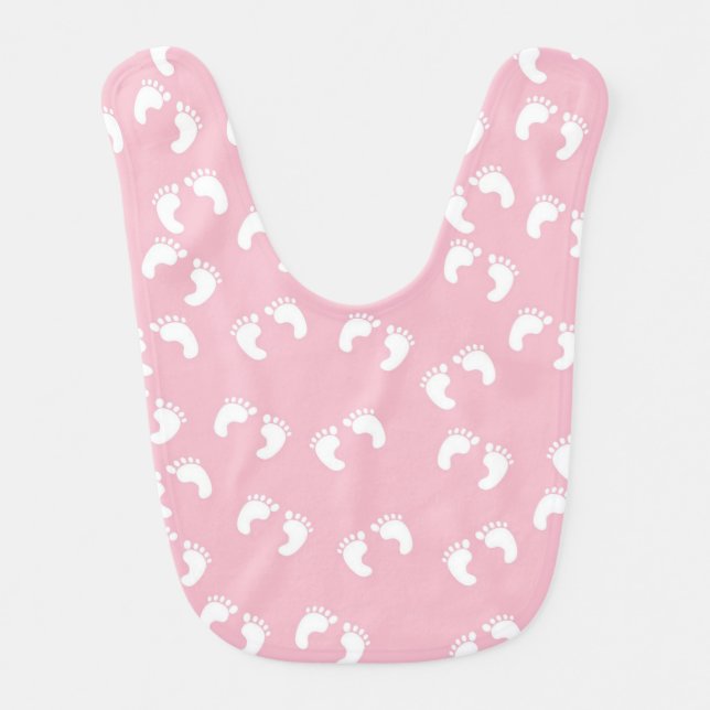 Pink and White Baby Feet Bib (Front)