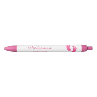 Pink And White Baby Feet Custom Baby Shower Favor Black Ink Pen