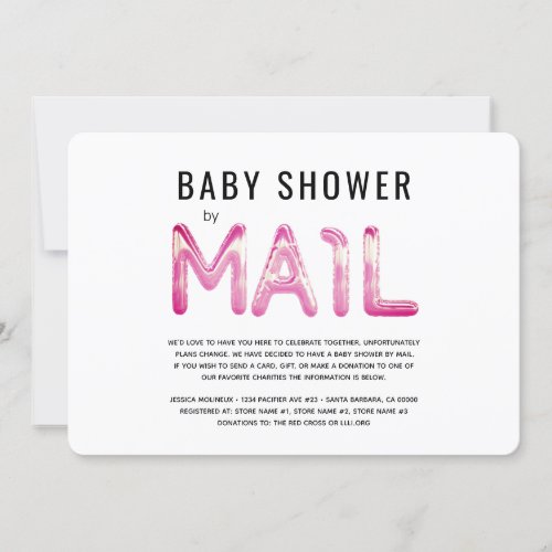 Pink and White Baby Shower by Mail Invitation