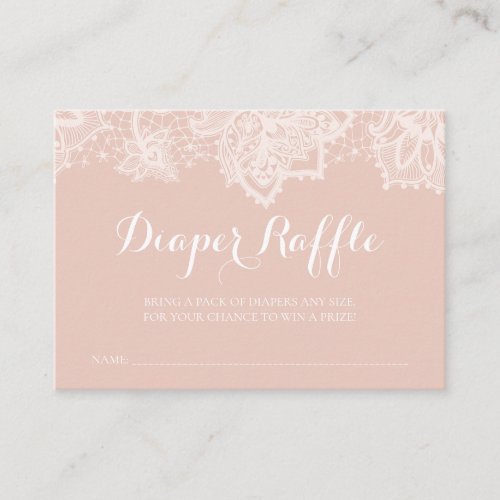 Pink and White Baby Shower Diaper Raffle Ticket Enclosure Card