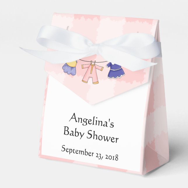 Pink and White Baby Shower Favor Box (Front Side)