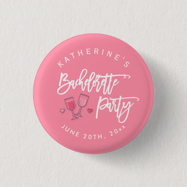 Pink And White Bachelorette Party Buttons (Front)