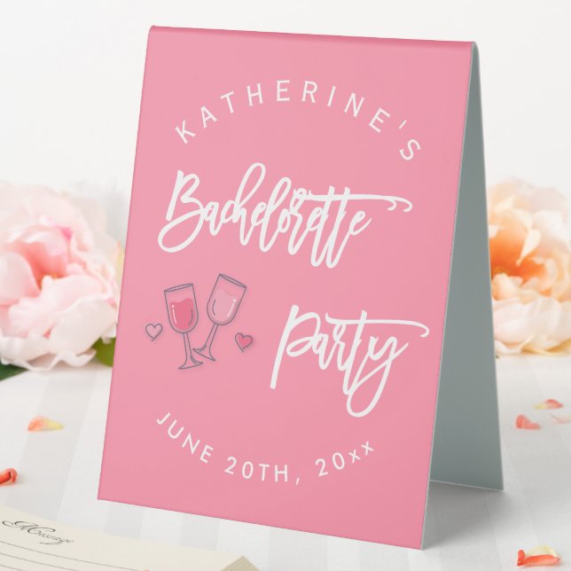 Pink And White Bachelorette Party Table Tent (In SItu (Wedding))