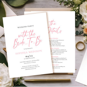 Pink and White Bachelorette Weekend Party Invitation