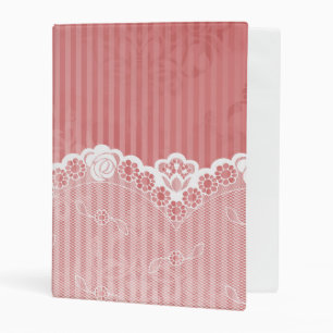 Pink and white background with black lace mini binder