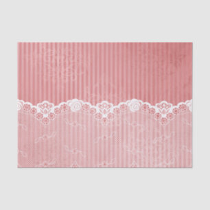 Pink and white background with black lace tissue paper