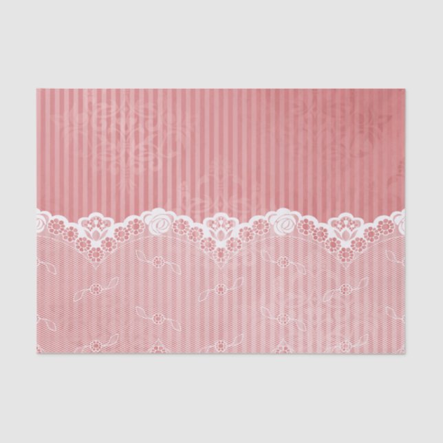 Pink and white background with black lace tissue paper (Front)