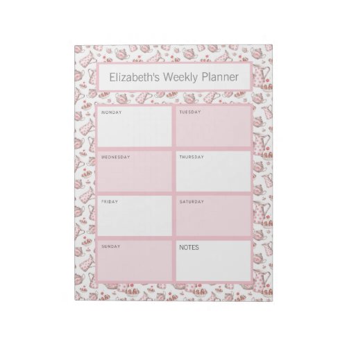 Pink and White Bakery Dessert Personalized Planner Notepad