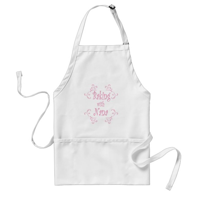 Pink and white Baking with Nana Apron (Front)