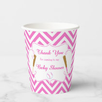 Pink and White Baseball Baby Shower party Paper Cups