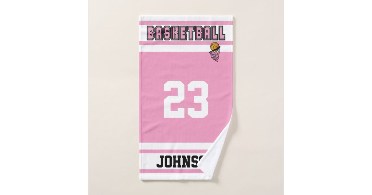 Pink And White Basketball Hand Towel Zazzle Com