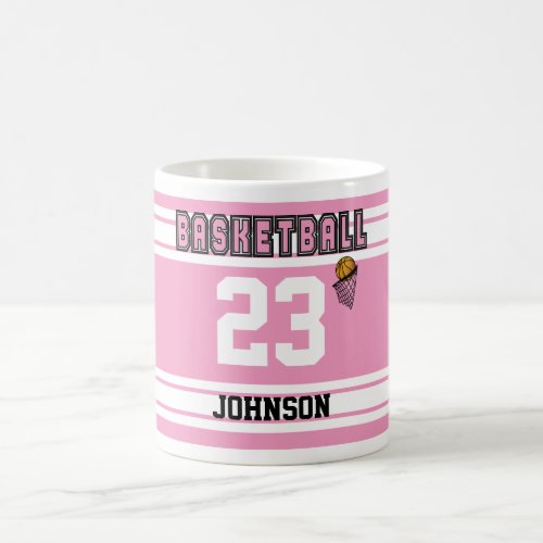 Pink and White Basketball Jersey Coffee Mug
