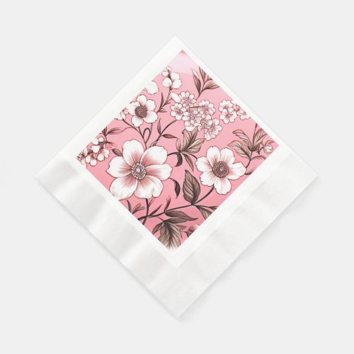 Pink and White Beautiful Floral Napkins