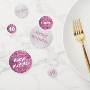 Pink and White Birthday Glitter Confetti