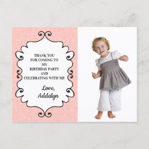 Pink and White Birthday Thank You Postcard