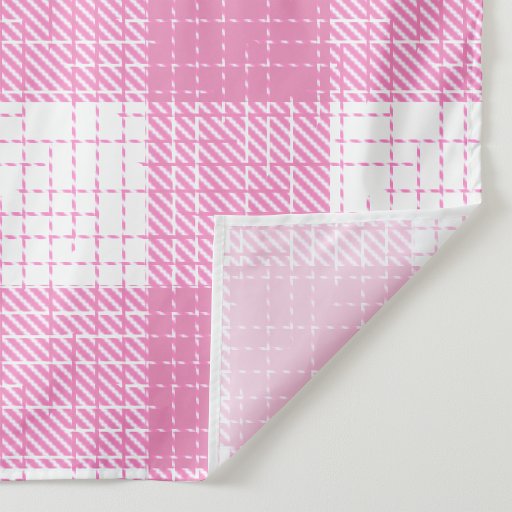 Pink and White Bold Checkered Plaid Design  Fabric