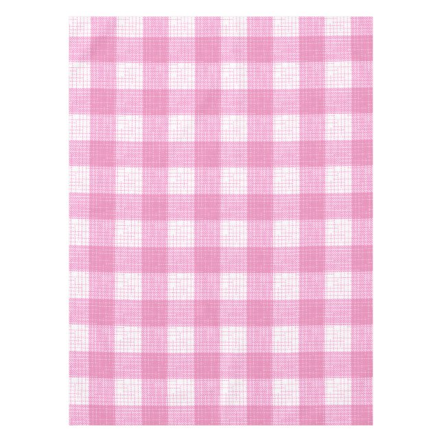 Pink and White Bold Checkered Plaid Design  Tablecloth (Front)
