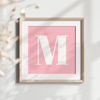 Pink And White Bold Stylish Monogram Poster by pinkgifts4you at Zazzle