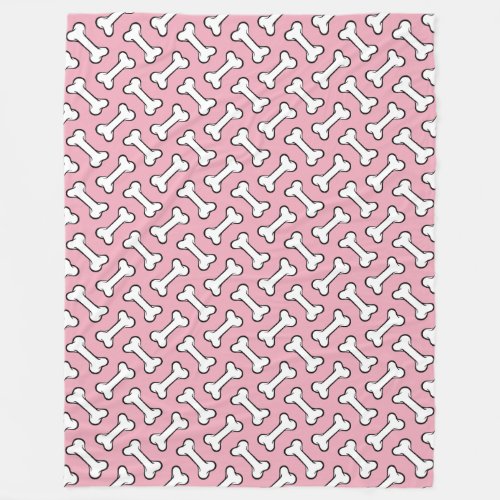 Pink and White Bones Pattern Dog Blanket