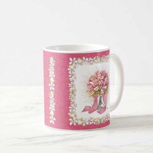 Pink and White Bouquet Mug