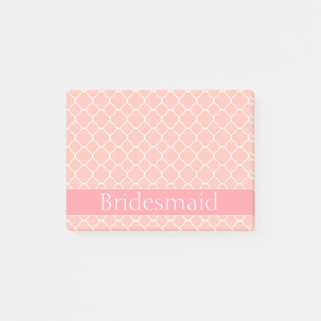 Pink and White Bridesmaid Post-it Notes (Front)