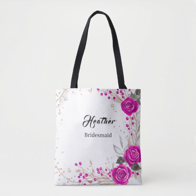 Pink and white Bridesmaid tote (Front)