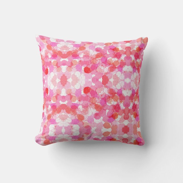 Pink and white bubbles pattern  throw pillow (Front)