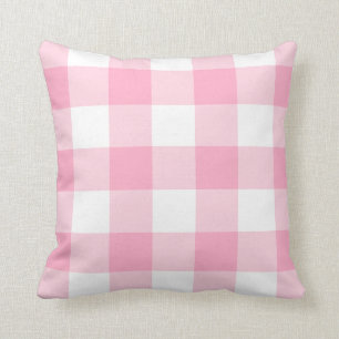 Pink and White Buffalo Check Accent Pillow