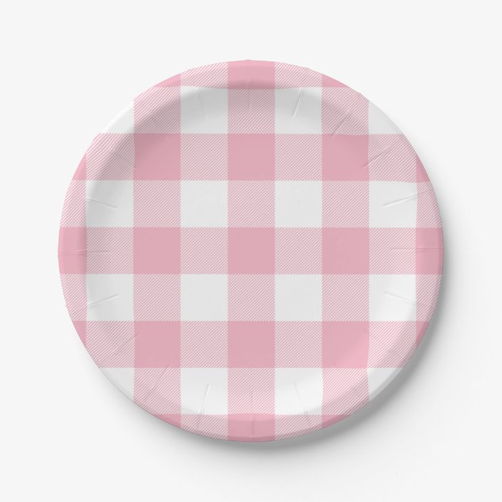 pink and white paper plates