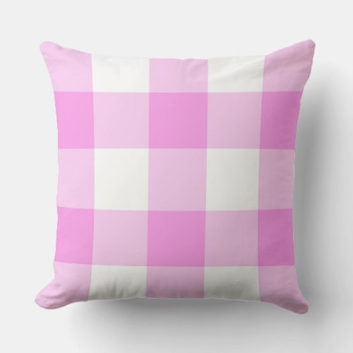 Pink and White Buffalo Checks Throw Pillow