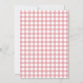 Pink and White Buffalo Plaid 1st Birthday Party Invitation (Back)