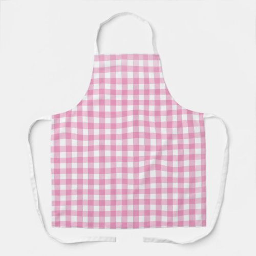 Pink and White Buffalo Plaid All_Over Print Apron