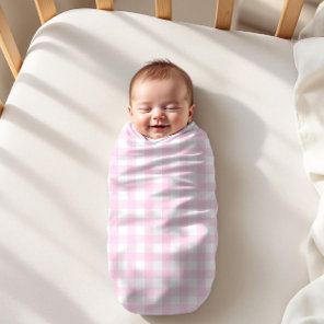Pink and White Buffalo Plaid Checkered  Baby Blanket