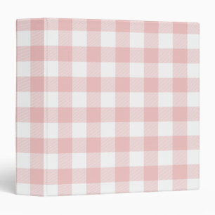 Pink and White Buffalo Plaid Gingham 3 Ring Binder