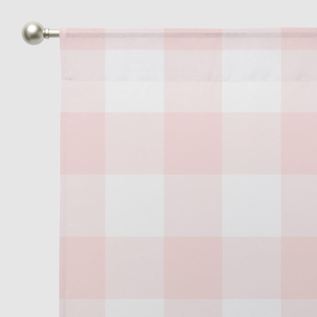 Pink and White Buffalo Plaid Pattern Sheer Curtains (Pocket)