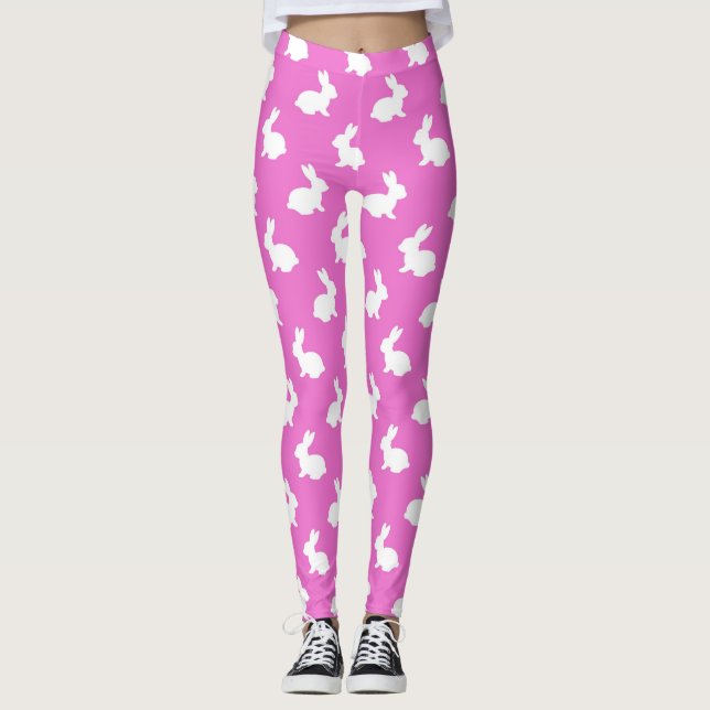 Pink and White Bunny Rabbit leggings (Front)