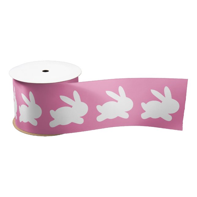 Pink and White Bunny Rabbit Satin Ribbon (Spool)