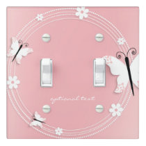 Pink and White Butterflies & Flowers Personalized Light Switch Cover