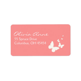 Pink and White Butterfly Address Lables Label