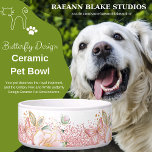 Pink and White Butterfly Design Ceramic Pet Bowl<br><div class="desc">Your pet deserves the royal treatment, and the Glittery Pink and White Butterfly Design Ceramic Pet Bowl delivers. • 40oz capacity and 7" diameter provides ample room for meals and water • Made of 100% white ceramic that's dishwasher and microwave safe for easy cleaning • Features a delightful glittery pink...</div>