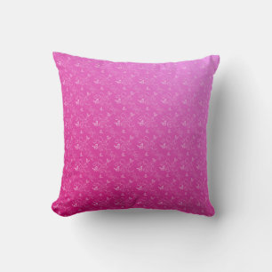Pink and White Butterfly Swirls Throw Pillow