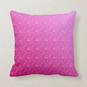 Pink And White Butterfly Swirls Throw Pillow by BamalamArt at Zazzle
