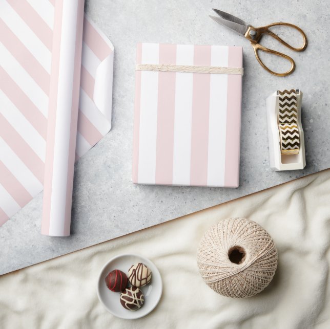 Pink and White Cabana Stripes Palm Beach Wrapping Paper (Crafts)