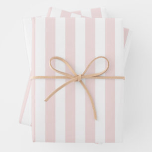 Pink and White Cabana Stripes Palm Beach Wrapping Paper Sheets