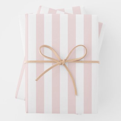Pink and White Cabana Stripes Palm Beach Wrapping Paper Sheets