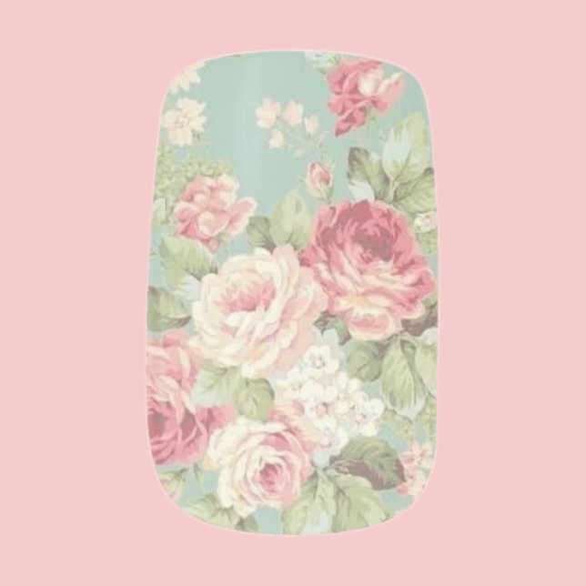 Pink and white Cabbage Roses Minx Nail Art (Creator Uploaded)
