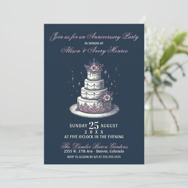 Pink and White Cake Party Invite (Standing Front)