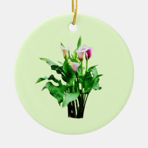 Pink and White Calla Lilies Ceramic Ornament