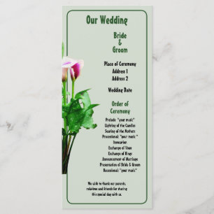 Pink and White Calla Lilies Wedding Program